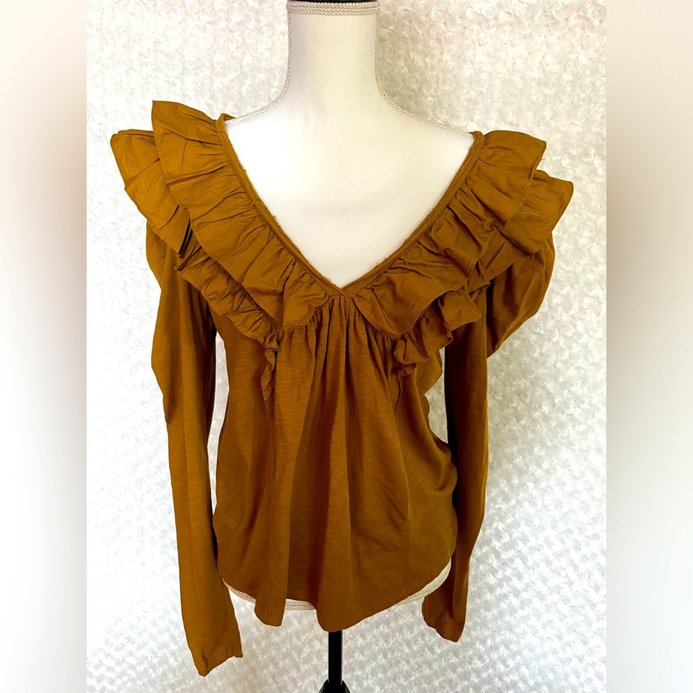 Anthropologie ruffle vneck blouse size medium